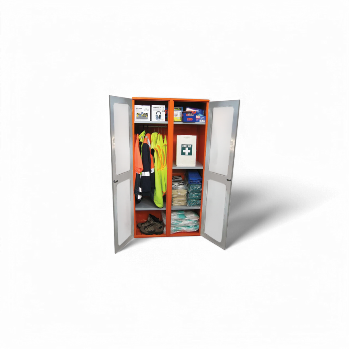 PPE Storage Cabinet - Double Perspex Door - With Hanging Rail