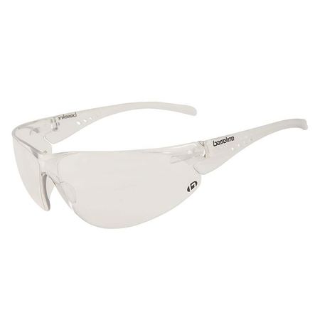 A pair of clear lens safety glasses with a polycarbonate frame and ergonomic temples.