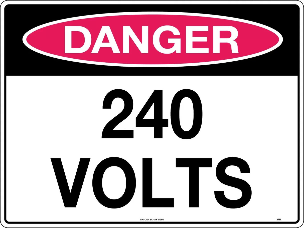 Danger Sign - 240 Volts Poly