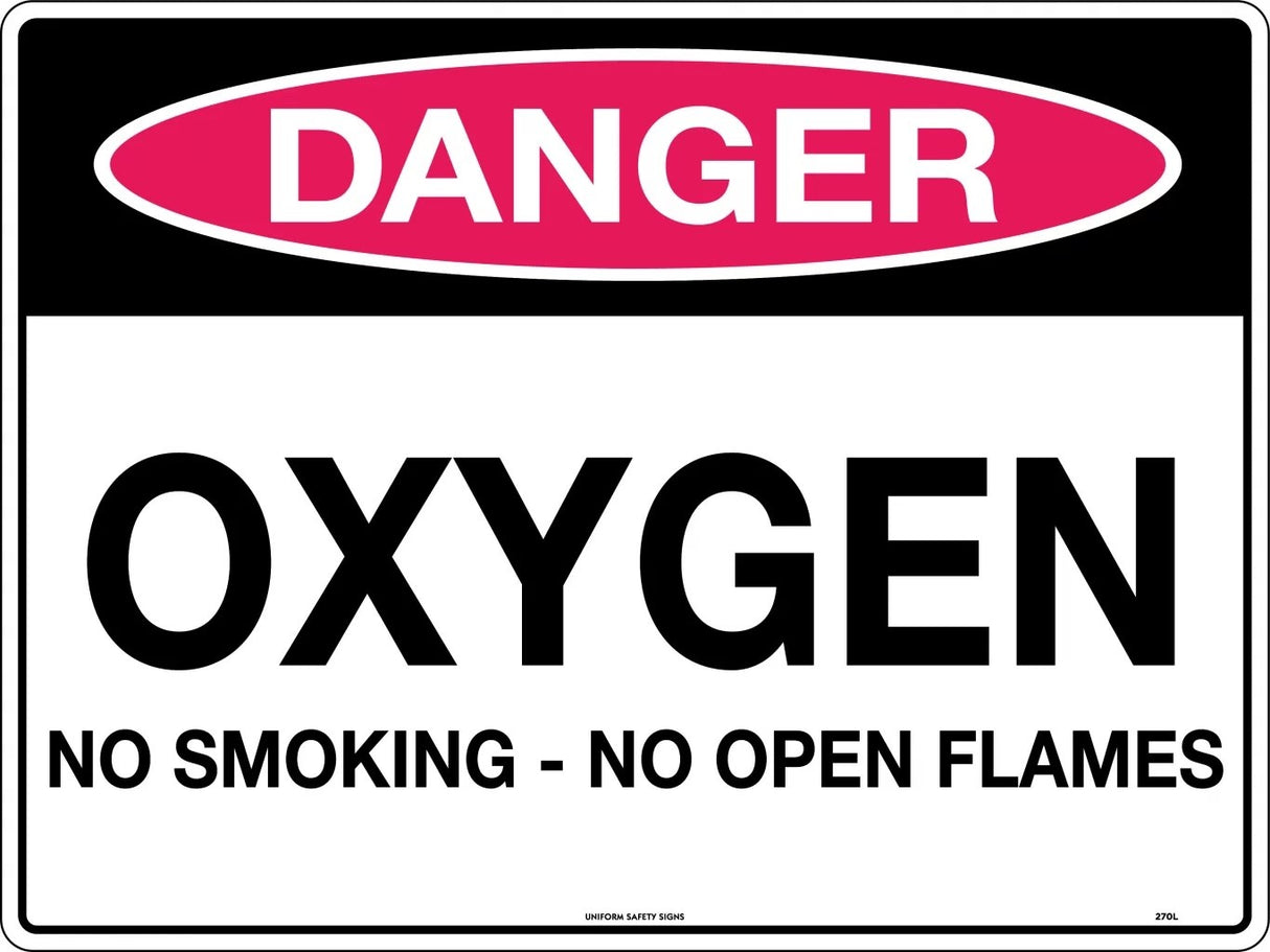 Danger Sign - Oxygen No Smoking No Open Flames Poly