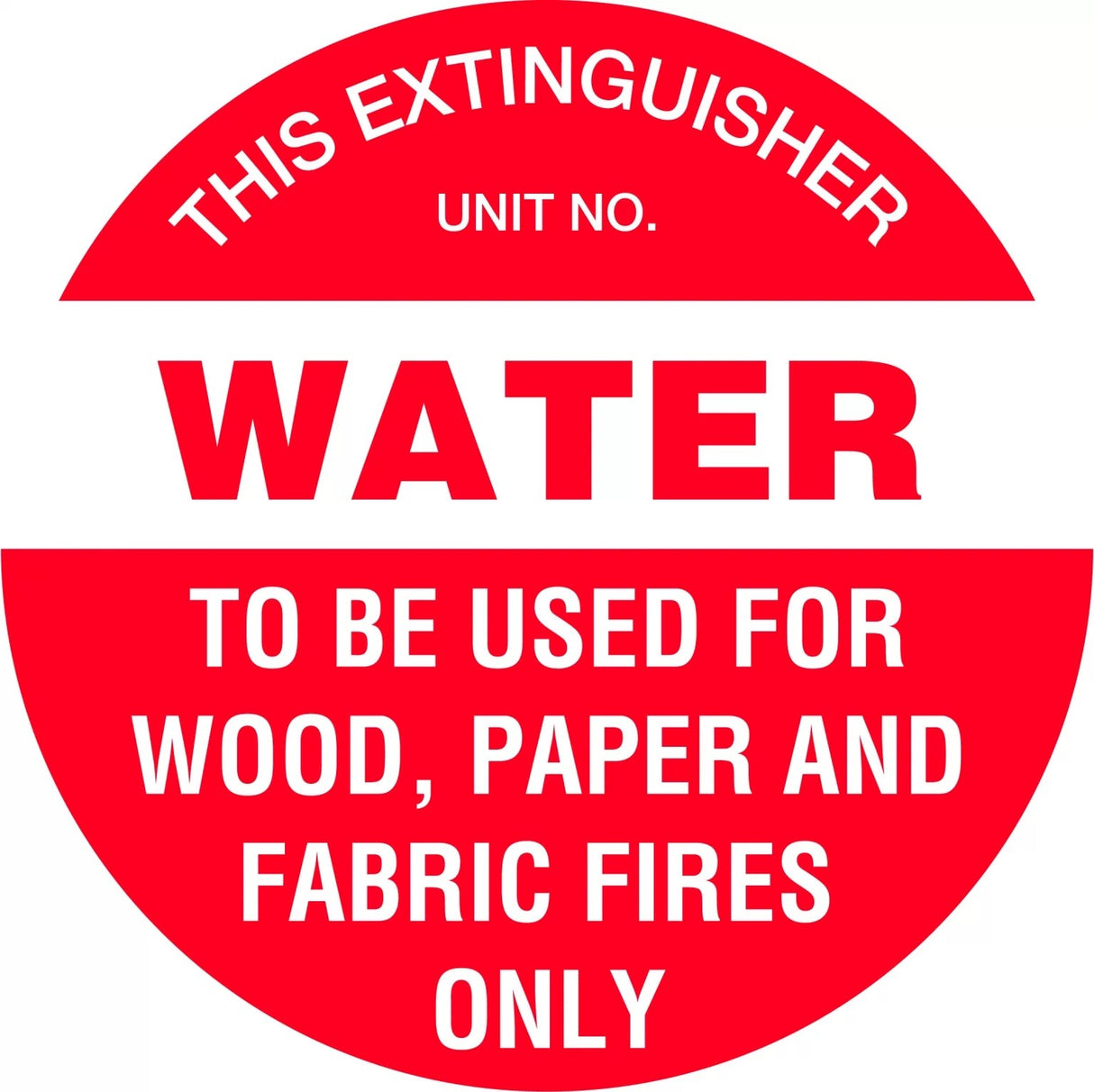Fire Sign - Fire Extinguisher Marker – Water Red 200mm Disc Poly