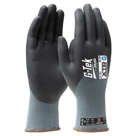 A pair of G-Tek XTR 15G seamless knit gloves with nitrile foam coated palm, fingers, and knuckles, designed for oily and wet environments.