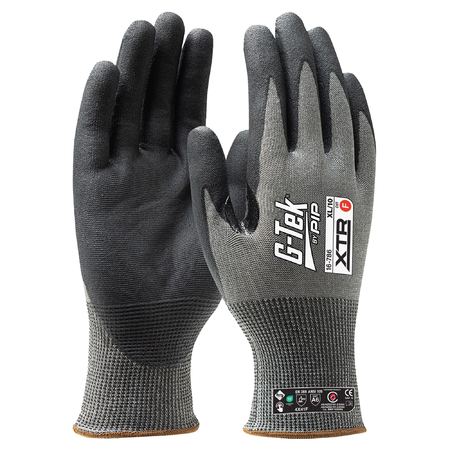 A pair of G-Tek Xtr 18G cut resistant gloves with nitrile foam coated palm and fingers, showcasing both the palm and wrist areas.