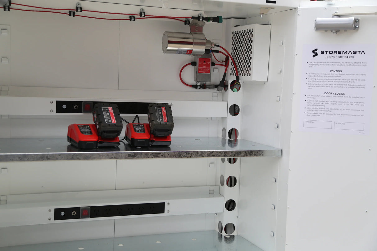 18 Outlet Battery Charging Cabinet with Fire Suppression System - Monitored