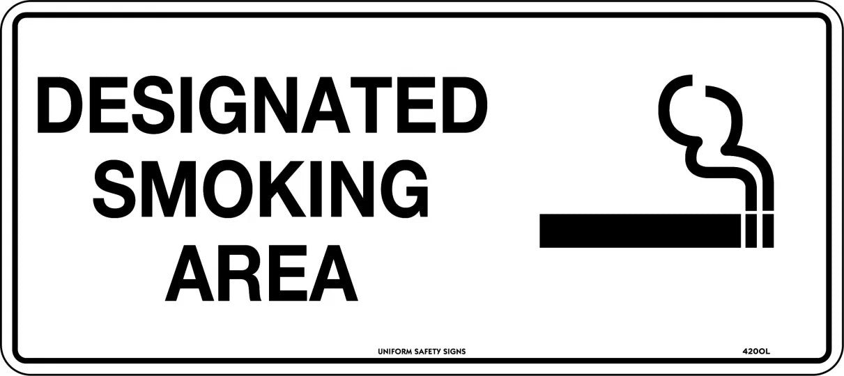 Prohibition Sign - Designated Smoking Area Poly