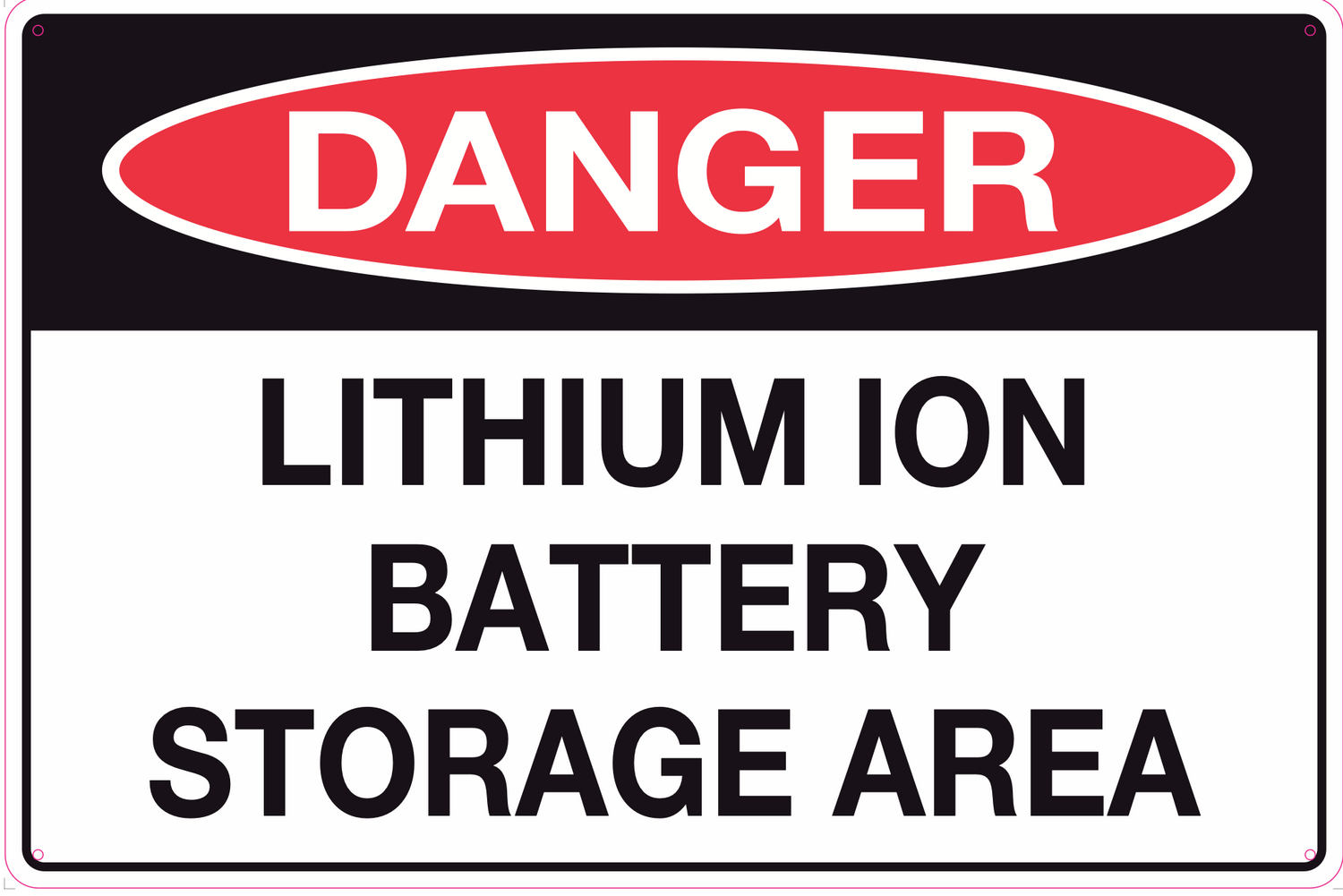 Danger Sign - Lithium Ion Battery Storage Area