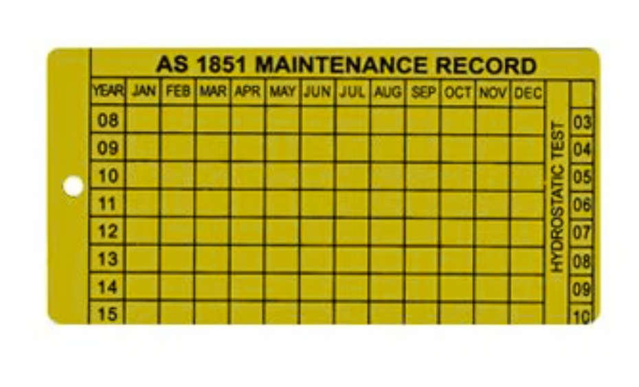 Fire Extinguisher Maintenance Tag