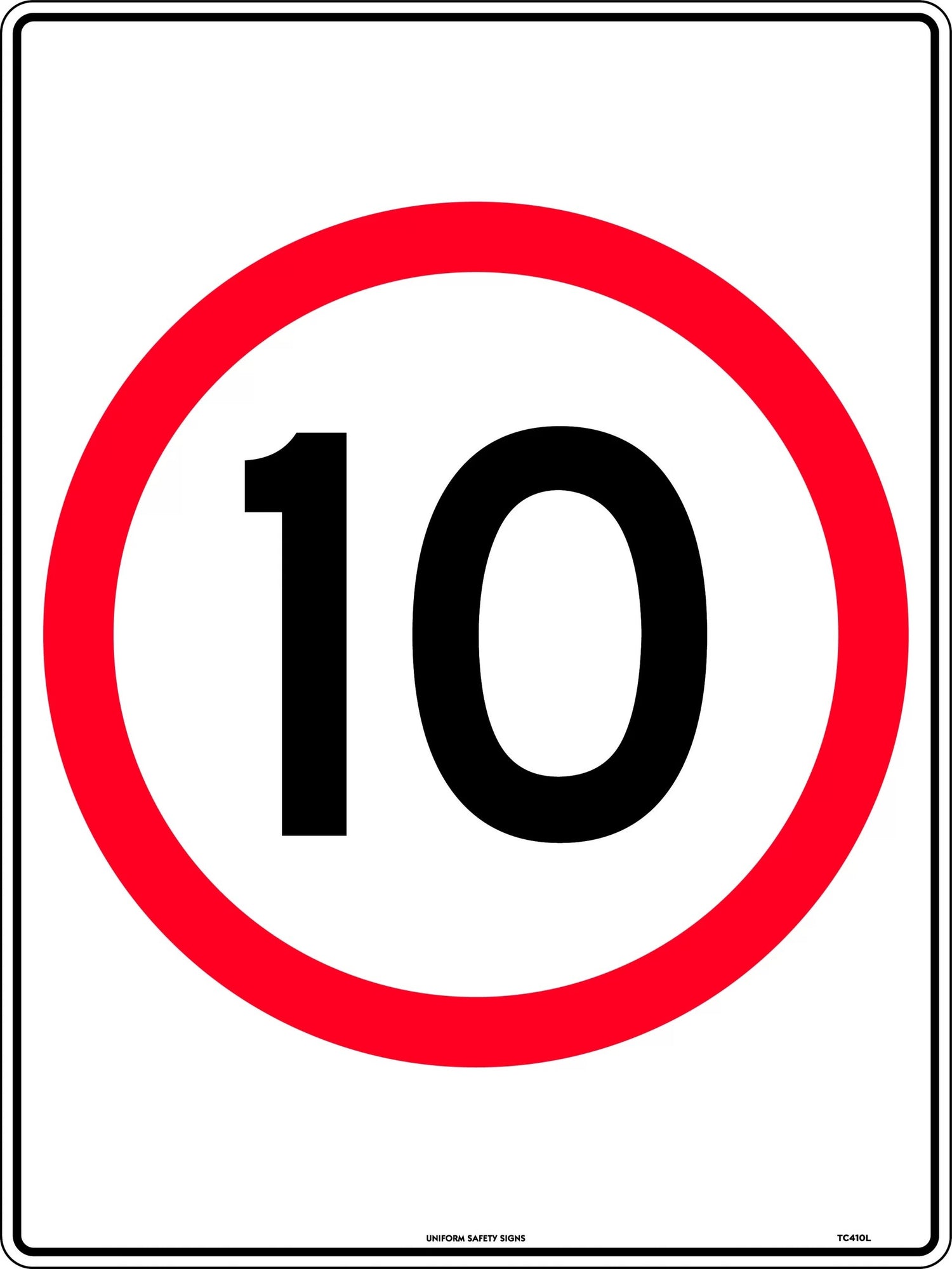 Speed Limit Sign - 10km Speed In Roundel  Poly