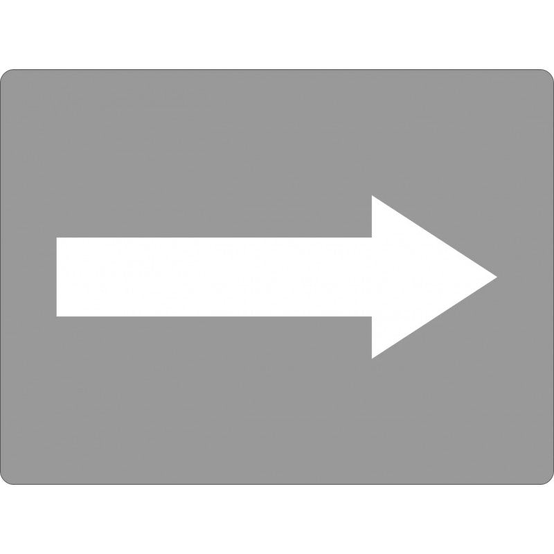 A gray stencil of an arrow indicating direction.