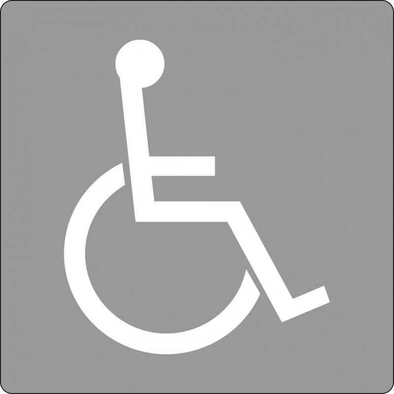 A grayscale image of a stencil of a disabled person's symbol, indicating a height of 800mm.