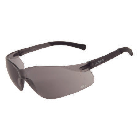 A pair of safety glasses with a high wrap polycarbonate lens design, featuring an ultra-lightweight frame and soft temple tips.