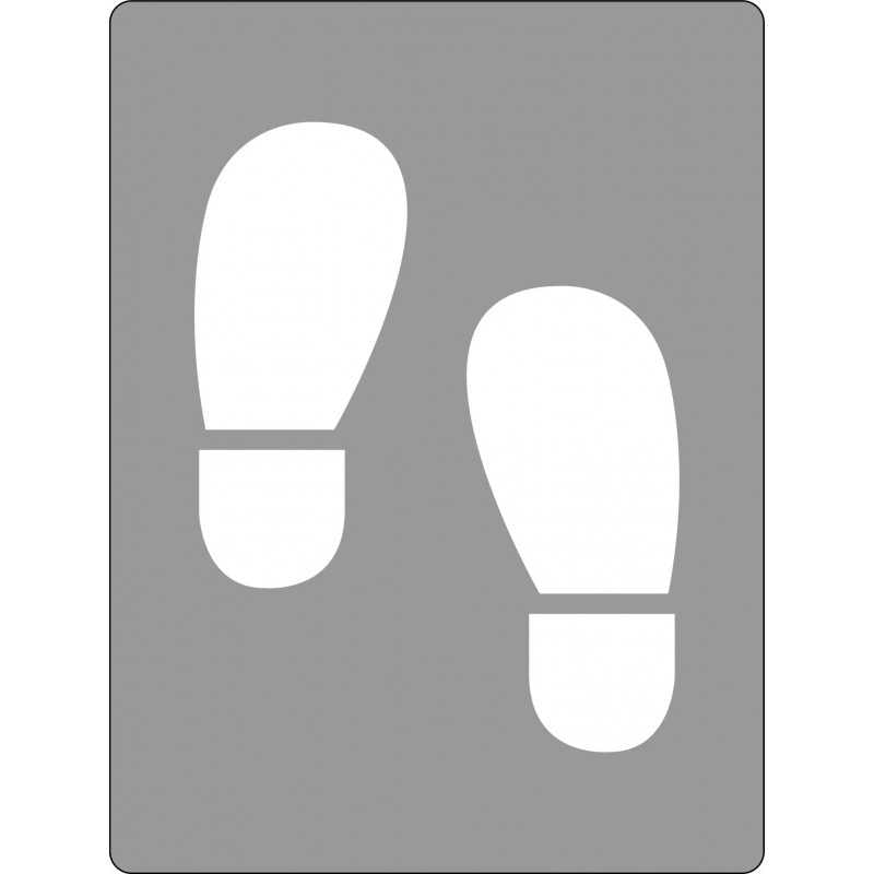 A stencil of a pair of feet in a shoe print pattern.