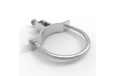 Metallic clamp on a white background