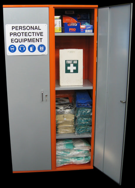 PPE Storage Cabinet - Double Door (with hanging rail)