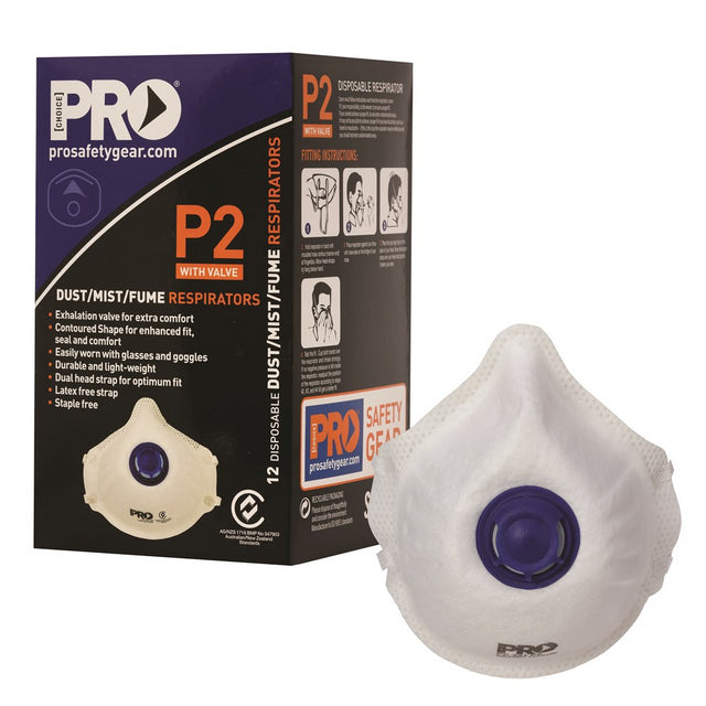 Dust Masks P2+Valve Box Of 12