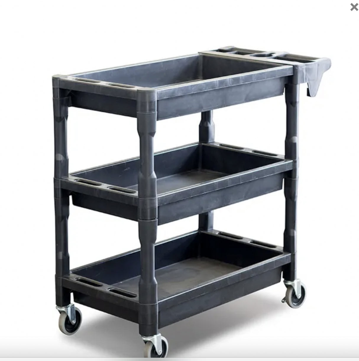 Utility Cart - 3 Level Service Cart - Plastic with Castors and Handle