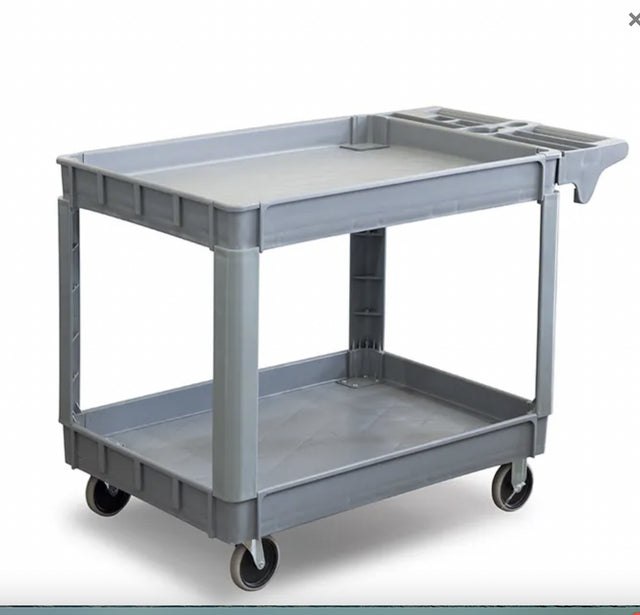 Utility Cart - 2 Level Service Cart - Plastic with Castors and Handle