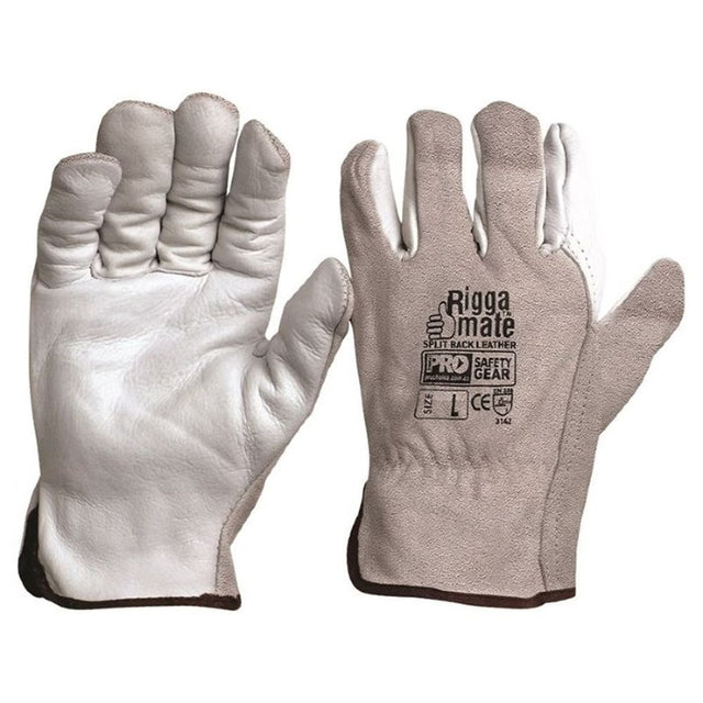 Riggamate Natural Cowgrain Palm / Split Back Gloves 12pk