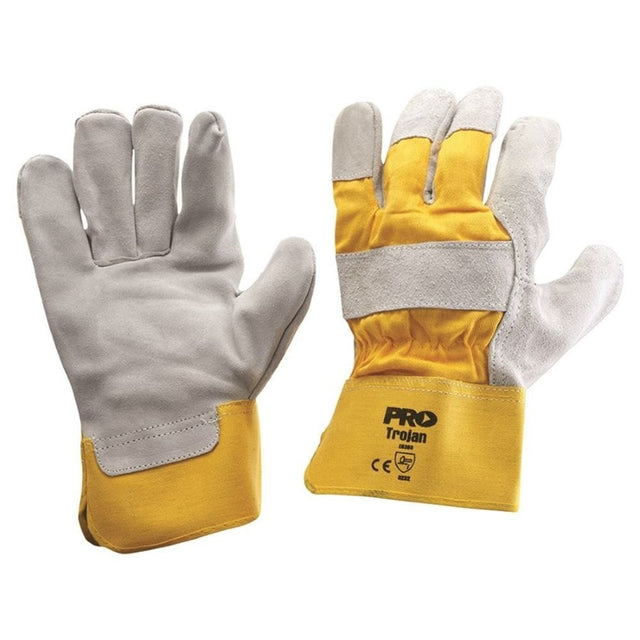 Yellow/Grey Leather Gloves 12pk