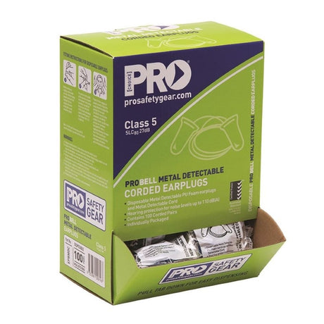 Probell Metal Detectable Earplugs Corded Carton 10 Boxes