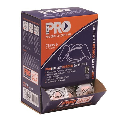 Probullet Disposable Earplugs Corded 100Pk