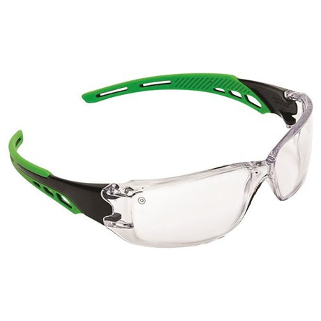 Cirrus Green Arms Safety Glasses Clear A/F Lens Carton Of 144