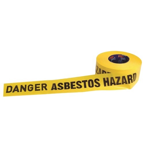 Barricade Tape - 300mx75mm Danger Asbestos Dust Hazard Print