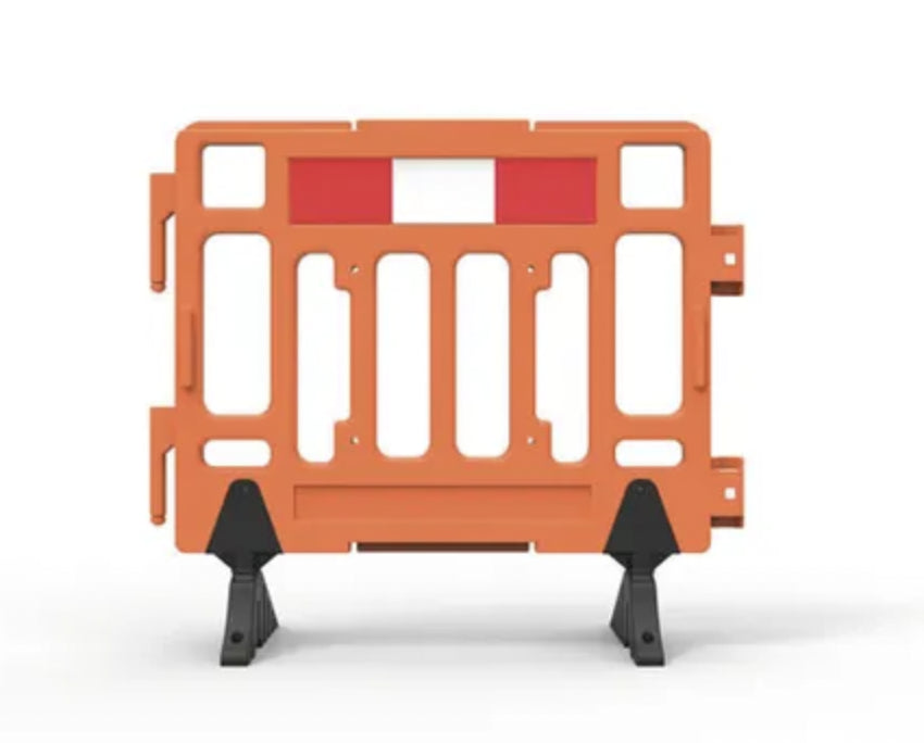 Plastic Fence Barrier with Rubber Foot 1100 x 1000mm-Hi-vis Orange