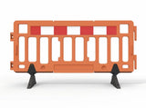 Plastic Fence Barrier with Rubber Foot 2000 x 1000mm-Hi-vis Orange with Reflective Panels