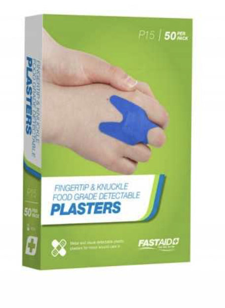 Food Grade Plasters Metal and Visual Detectable Fingertip and Knuckle 50pk