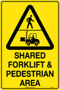 Caution Sign - Shared Forklift & Pedestrian Area (With Picto In Triangle) Metal