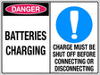 Caution Sign - Batteries Charging/Charge Must Be Shut Off Before Connecting Or Disconnecting Metal