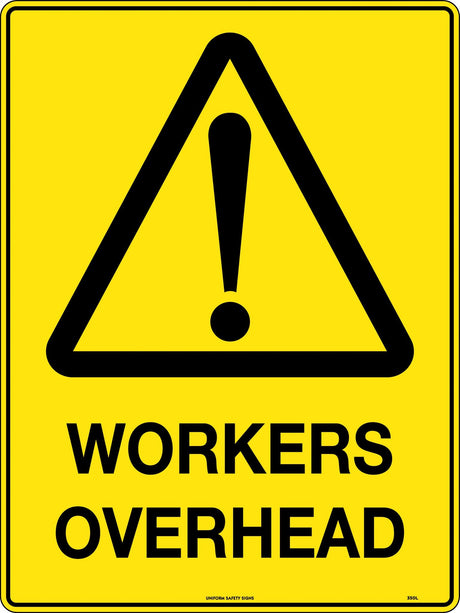 Caution Sign - Workers Overhead Metal