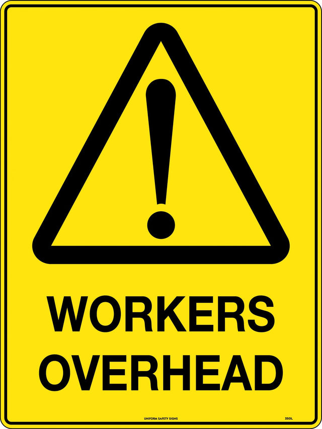 Caution Sign - Workers Overhead Metal