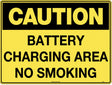 Caution Sign - Battery Charging Area No Smoking  Poly