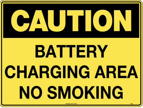 Caution Sign - Battery Charging Area No Smoking  Poly