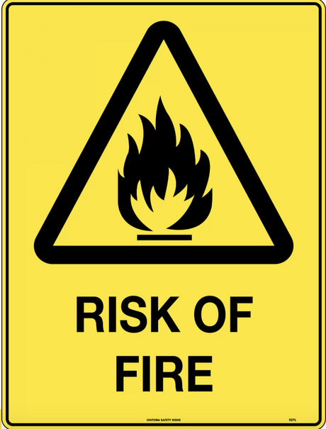 Caution Sign - Risk of Fire  Poly