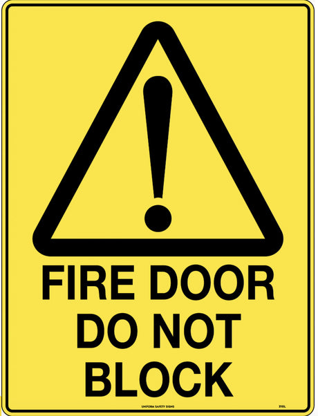 Caution Sign - Fire Door Do Not Block  Poly