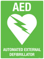 First Aid Sign - White/Green AED With Symbol  Poly