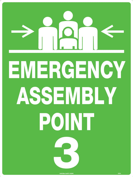 Emergency Information Sign - Emergency Assembly Point 3  Poly