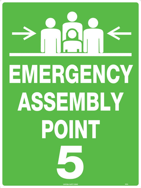 Emergency Information Sign - Emergency Assembly Point 5  Poly