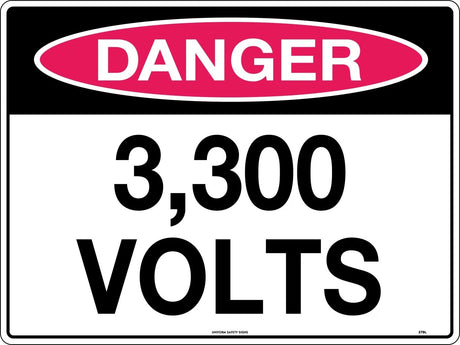 Danger Sign - 3,300 Volts   Poly