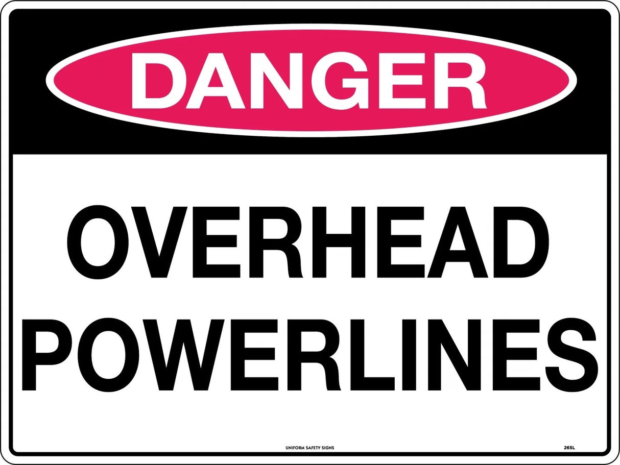 Danger Sign - Overhead Powerlines  Poly