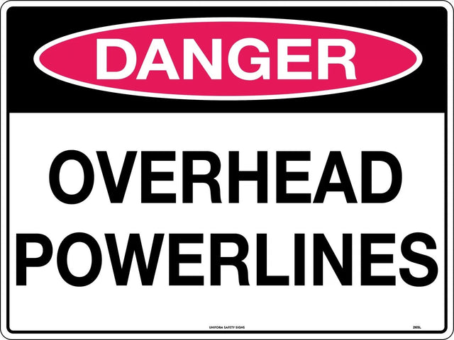 Danger Sign - Overhead Powerlines  Poly