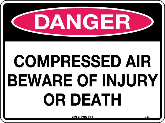 Danger Sign -  Compressed Air Beware of Injury or Death  Poly