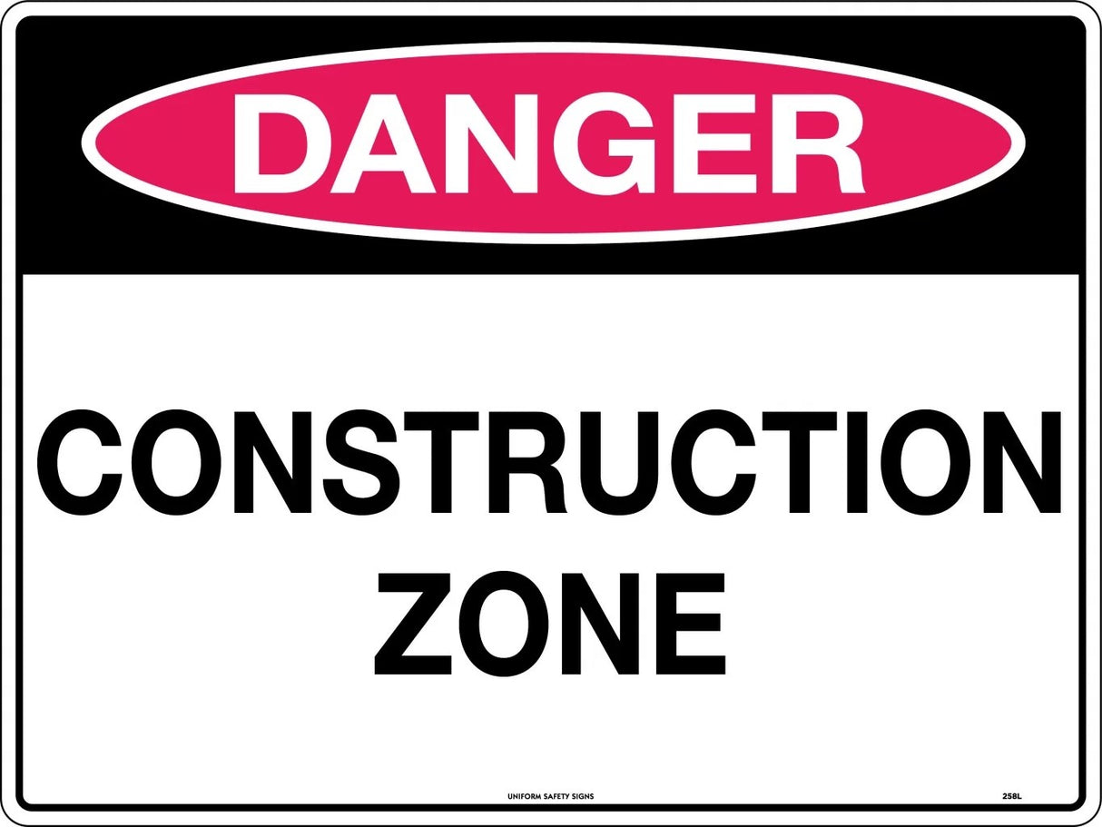 Danger Sign -  Construction Zone  Poly