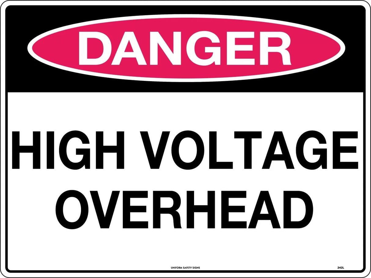 Danger Sign - High Voltage Overhead  Poly