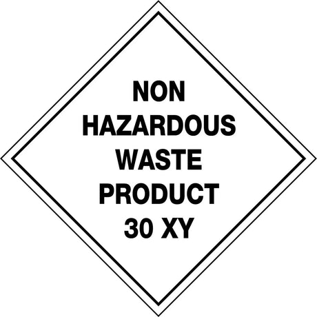 Hazchem Labels – Non Hazardous Waste Product 30 XY   Poly