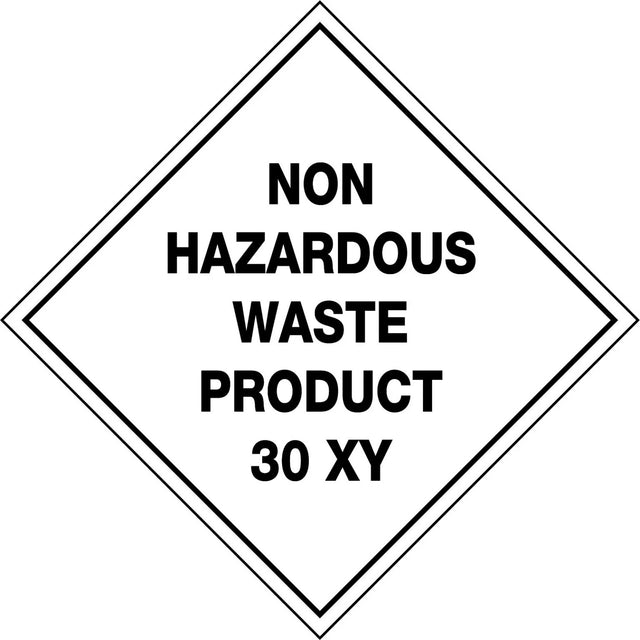 Hazchem Labels – Non Hazardous Waste Product 30 XY   Poly