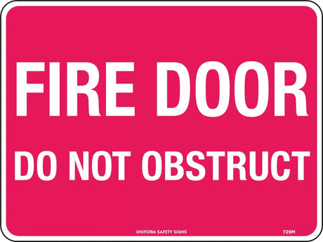 Fire Sign - Fire Door Do Not Obstruct 300x225mm Poly